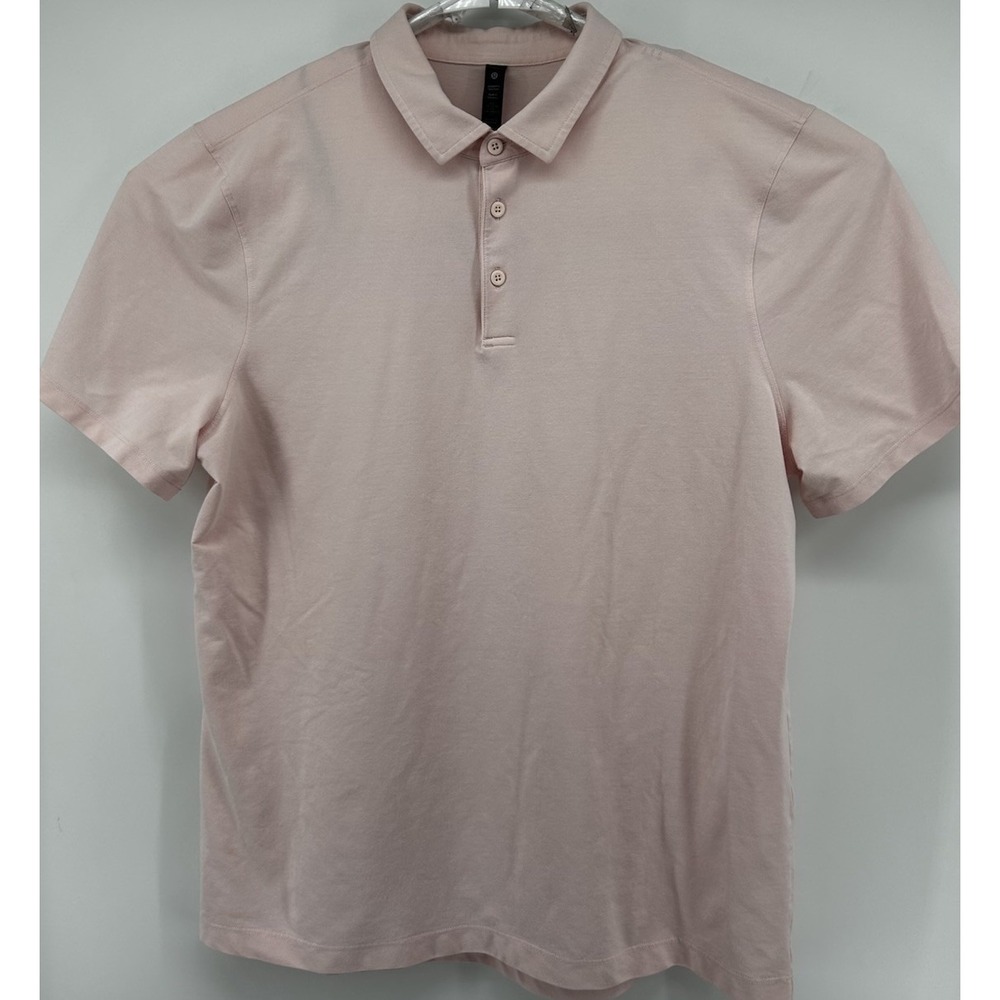 Lululemon Short Sleeve Cotton Blend Polo Shirt Pink Men's Size XL